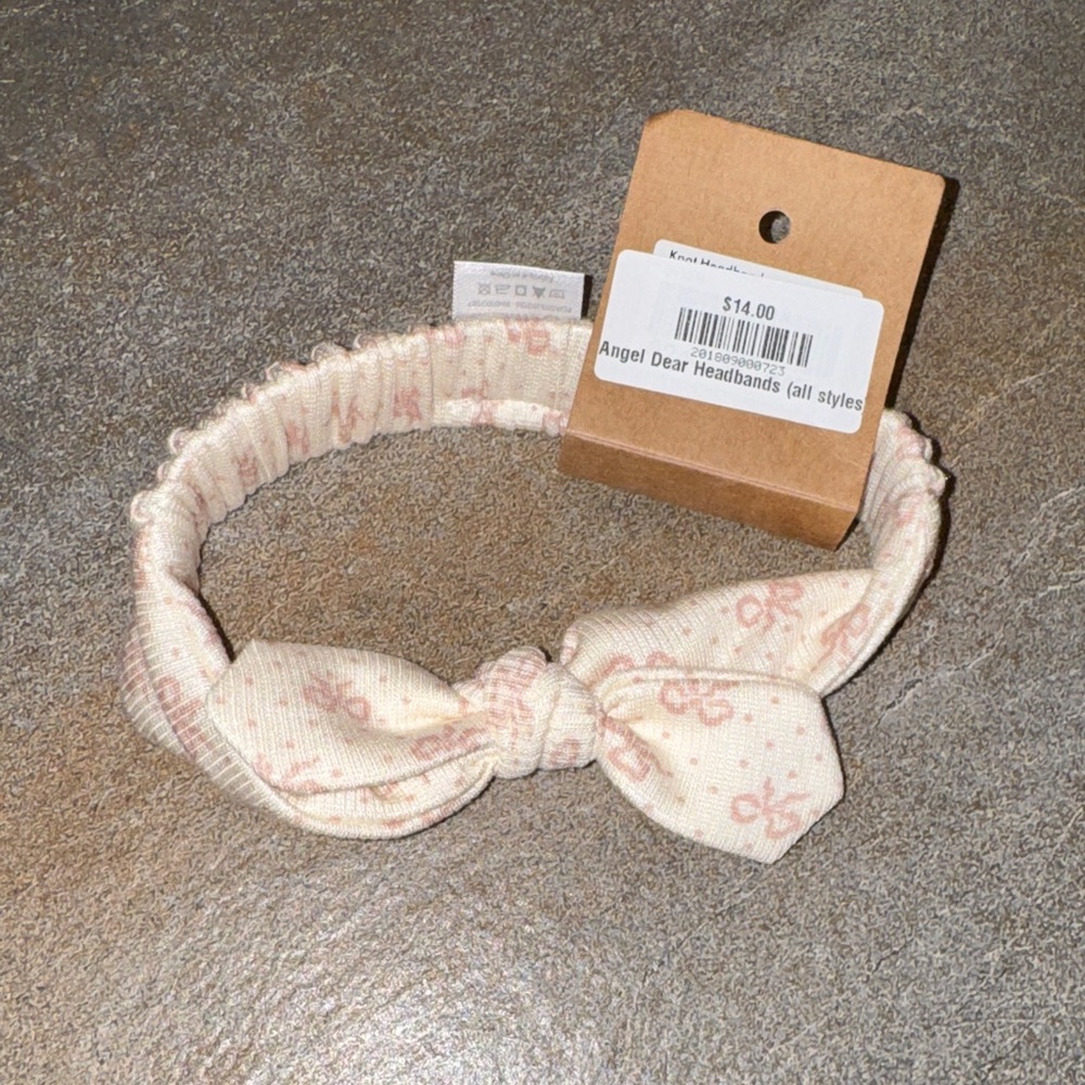 Angel Dear Pink and Cream Bow Headband NWT- SO soft!